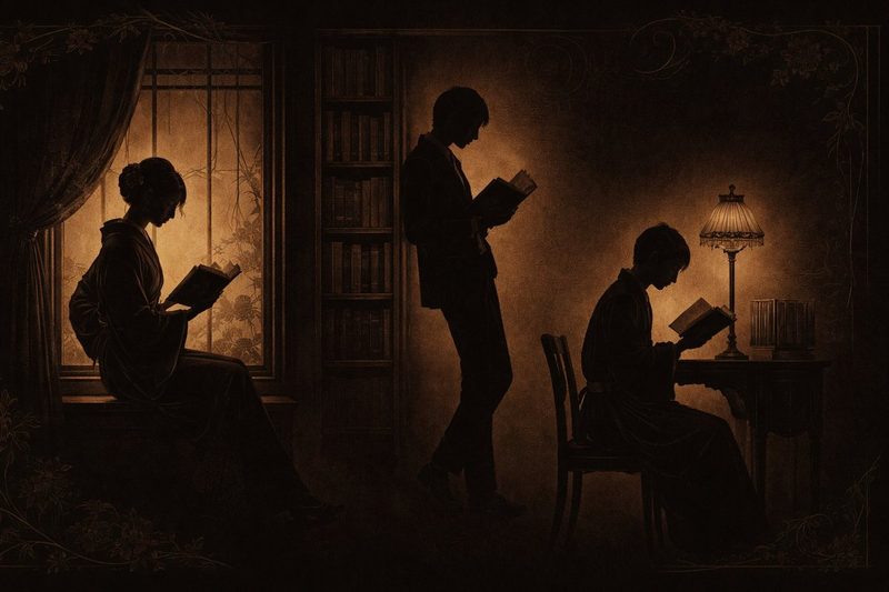 読書するシルエット